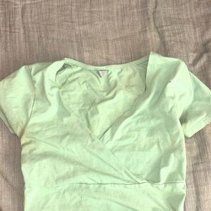 Green sky and sparrow crop top size small